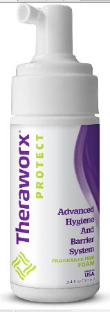 Rinse-Free Cleanser Theraworx Protect Advanced Hygiene and Barrier System Foaming 3.4 oz. Pump Bottle Unscented