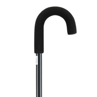 Cane with Curved Handle Black and Silver
