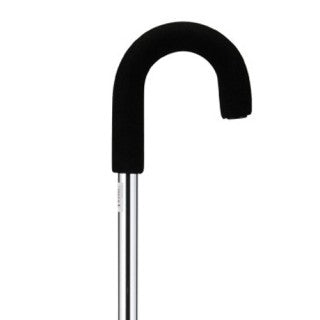 Cane with Curved Handle Black and Silver