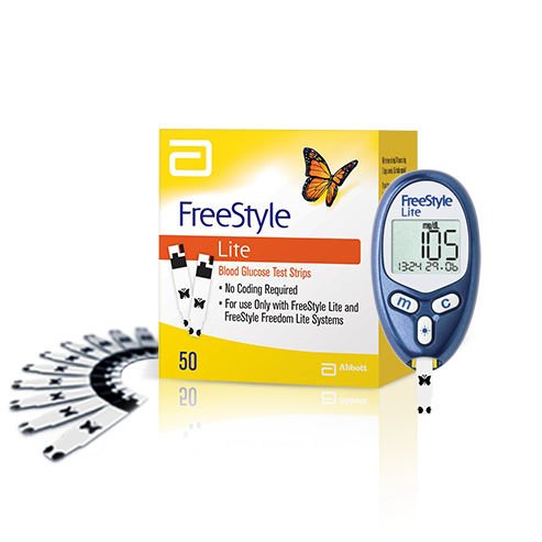 Blood Glucose Test Strips FreeStyle Lite 100 Strips per Pack Abbott