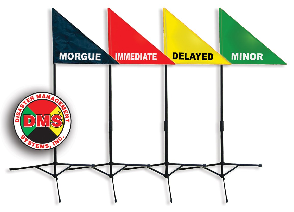Treatment Area Flag Kit – 4 Color Emergency Triage Flags with Poles & Carry Bag