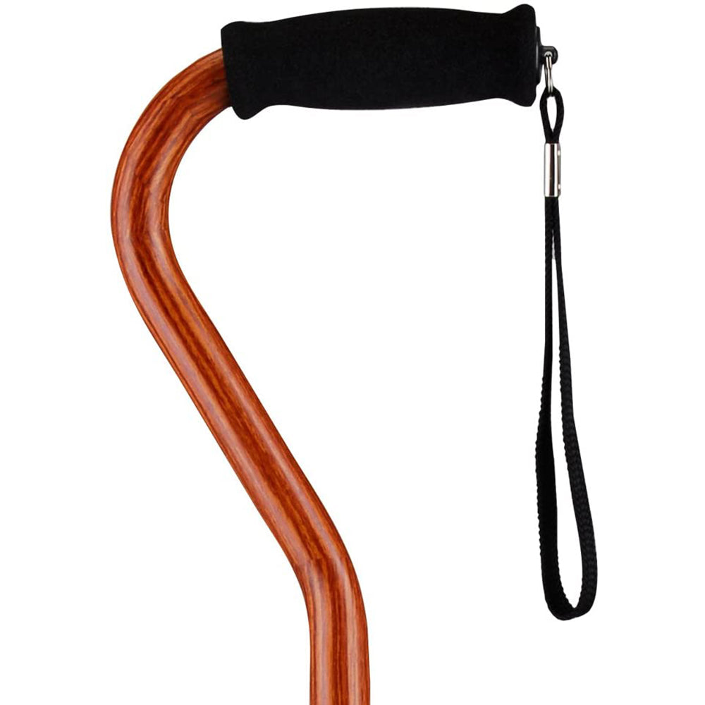 Cane with Offset Handle and Carrying Strap