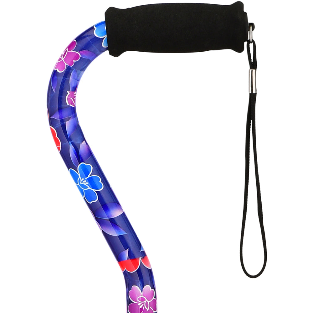 Heavy Duty Walking Cane With Offset Handle And Strap
