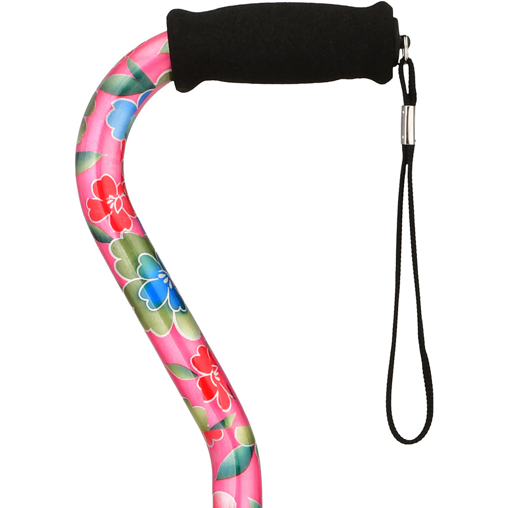 Heavy Duty Walking Cane With Offset Handle And Strap