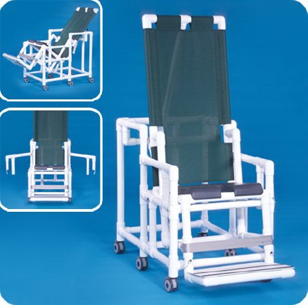 Shower Chair ipu Fixed Arms PVC Frame Reclining Mesh Backrest 26 Inch Seat Width 300 lbs. Weight Capacity