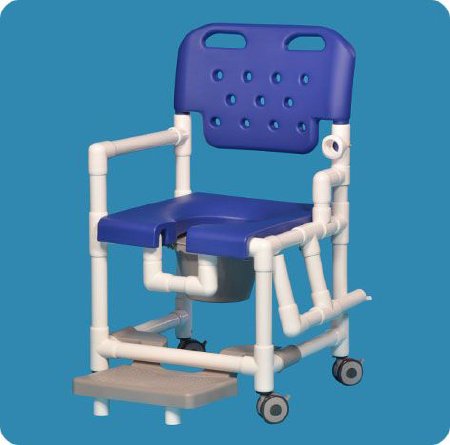 Commode / Shower Chair Elite Drop Arms PVC Frame With Backrest 21 Inch Seat Width 325 lbs. Weight Capacity