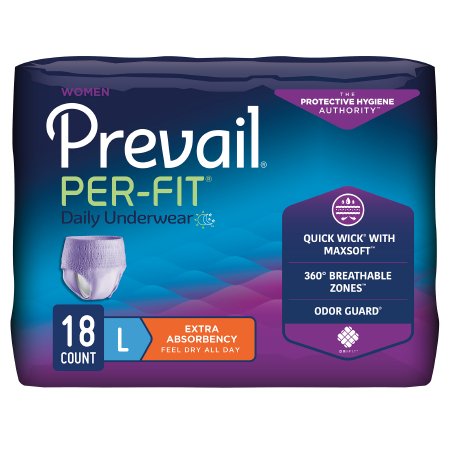 Prevail Per-Fit Women’s Absorbent Underwear – Moderate Absorbency, Pull-On with Tear Away Seams
