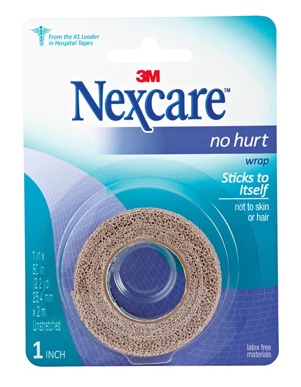 Nexcare No Hurt Cohesive Bandage 1 x 80 Inch – Tan Self-Adherent Wrap