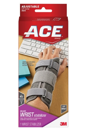 Wrist Brace 3M Ace Aluminum / Nylon / Polyester / Polypropylene / Polyurethane / Spandex Right Hand Gray One Size Fits Most