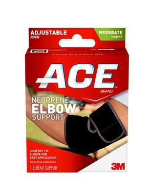 Elbow Support 3M Ace One Size Fits Most Pull-On Sleeve Left or Right Elbow Black
