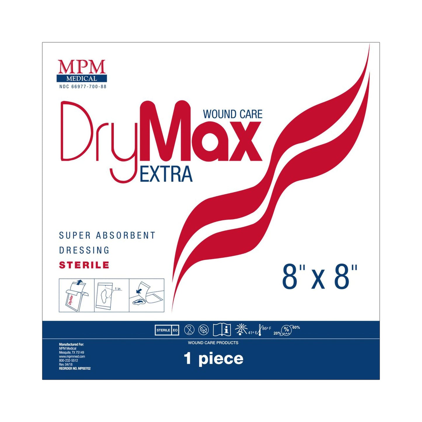 DryMax Extra Super Absorbent Dressing 8 x 8 Inch – Sterile, Non-Bordered