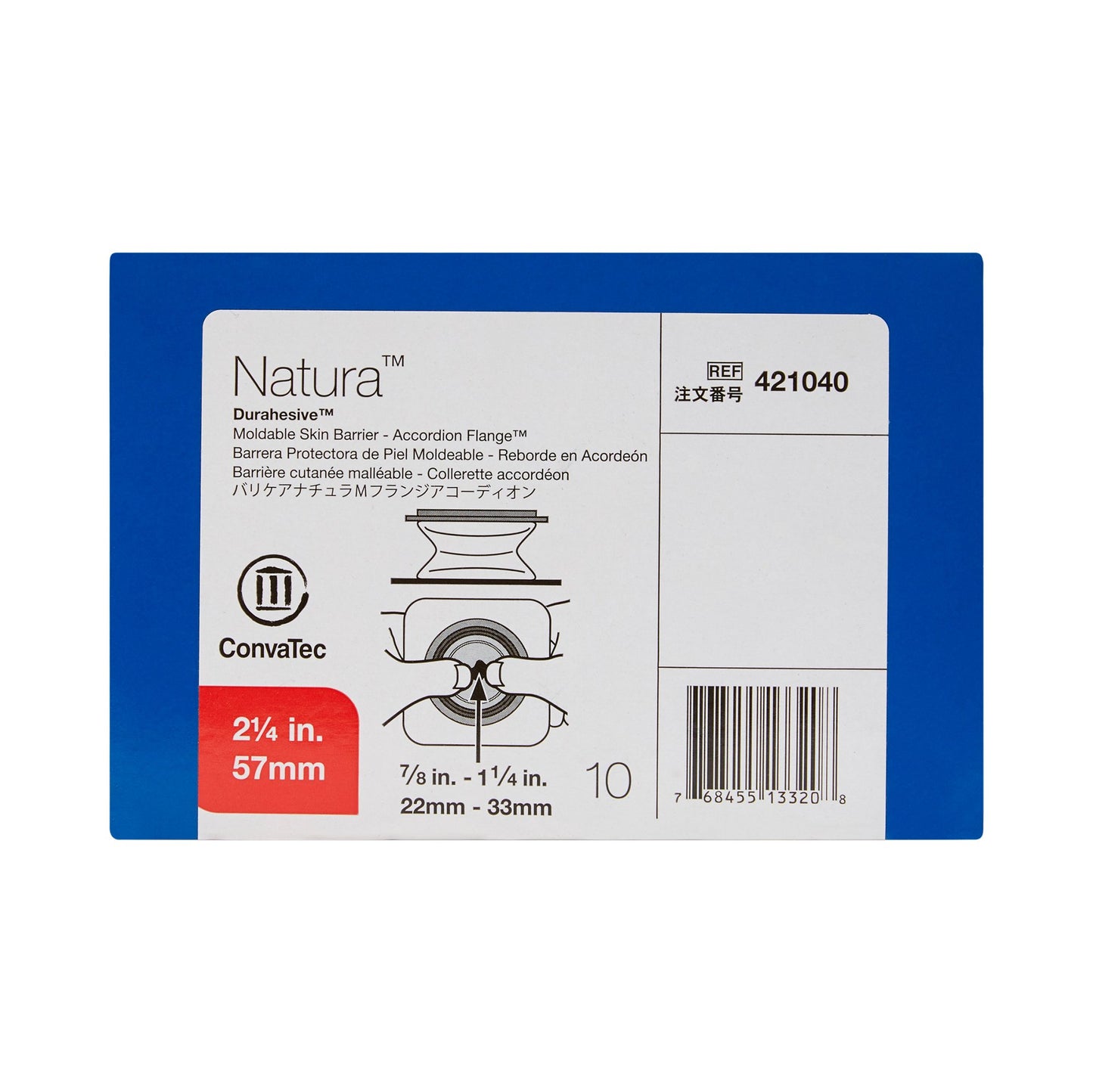 Ostomy Barrier Natura Moldable Durahesive Adhesive 57 mm Flange Sur-Fit Natura System Hydrocolloid Tape Collar 7/8 to 1-¼ Inch Opening