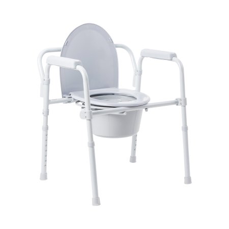 Commode Chair McKesson Fixed Arms Steel Frame Back Bar 13-1/2 Inch Seat Width 350 lbs. Weight Capacity