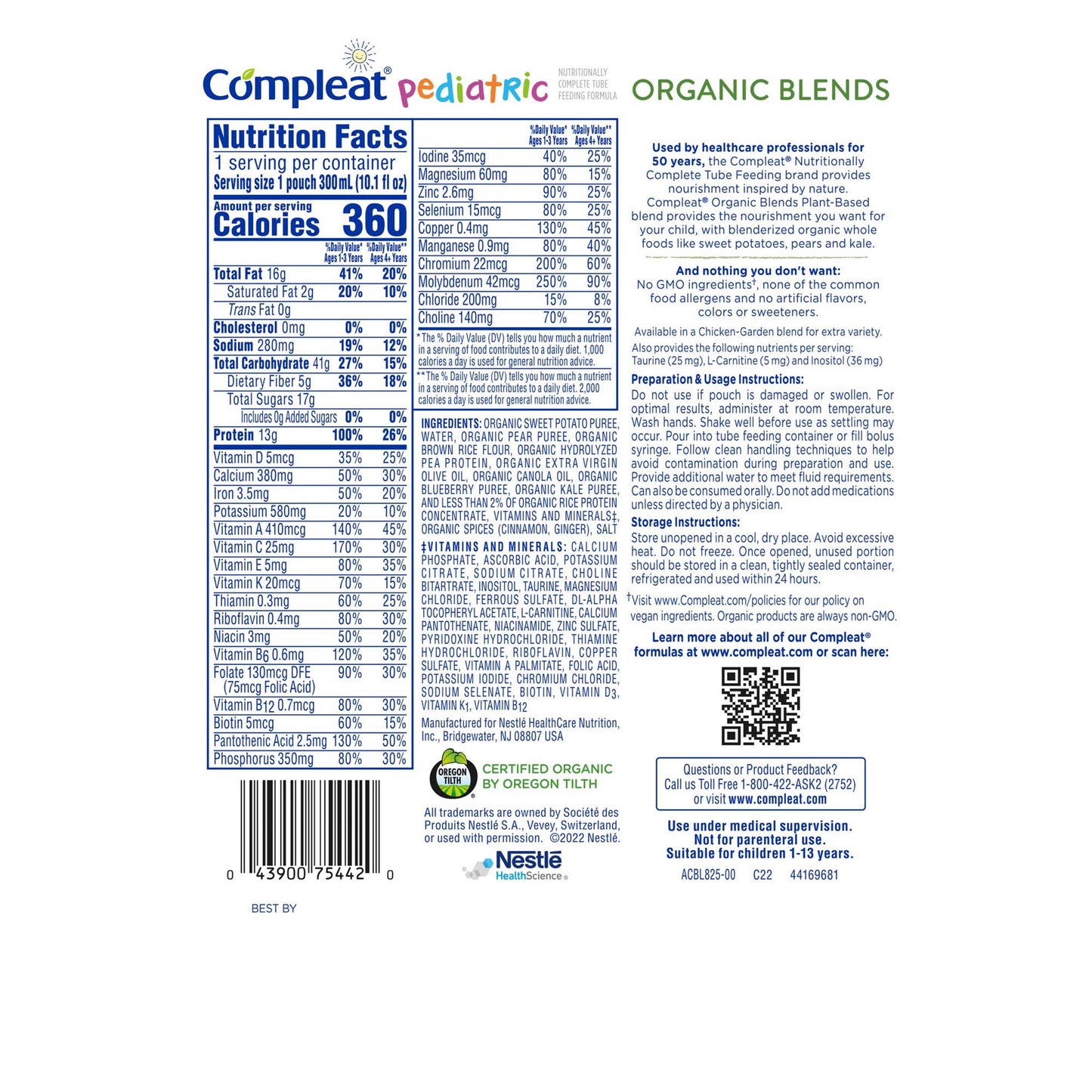 Compleat Pediatric Organic Blends Plant Blend Pediatric Oral Supplement 10.1 oz Pouch