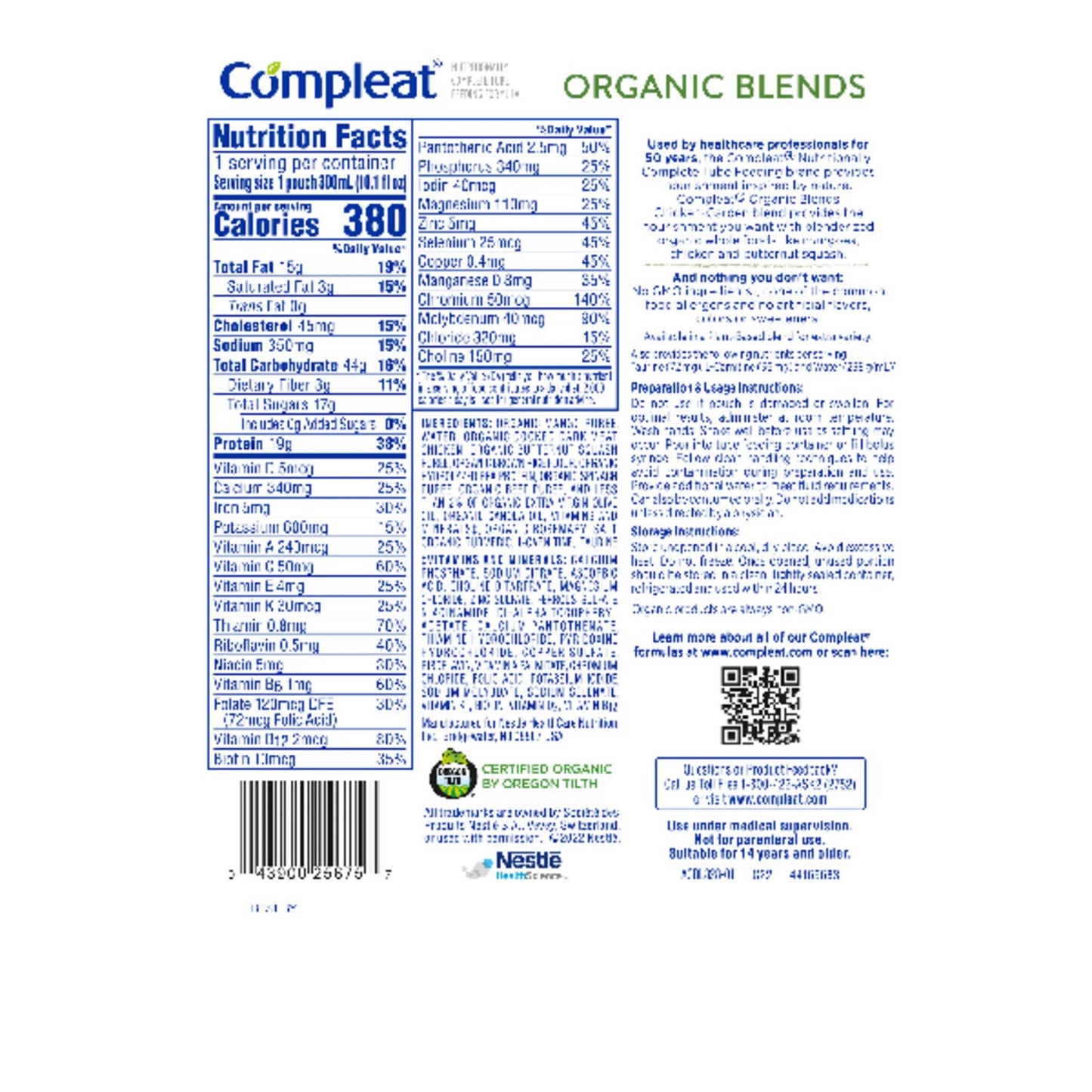 Compleat Organic Blends Oral Supplement Liquid Chicken-Garden Flavor 10.1 oz Pouch