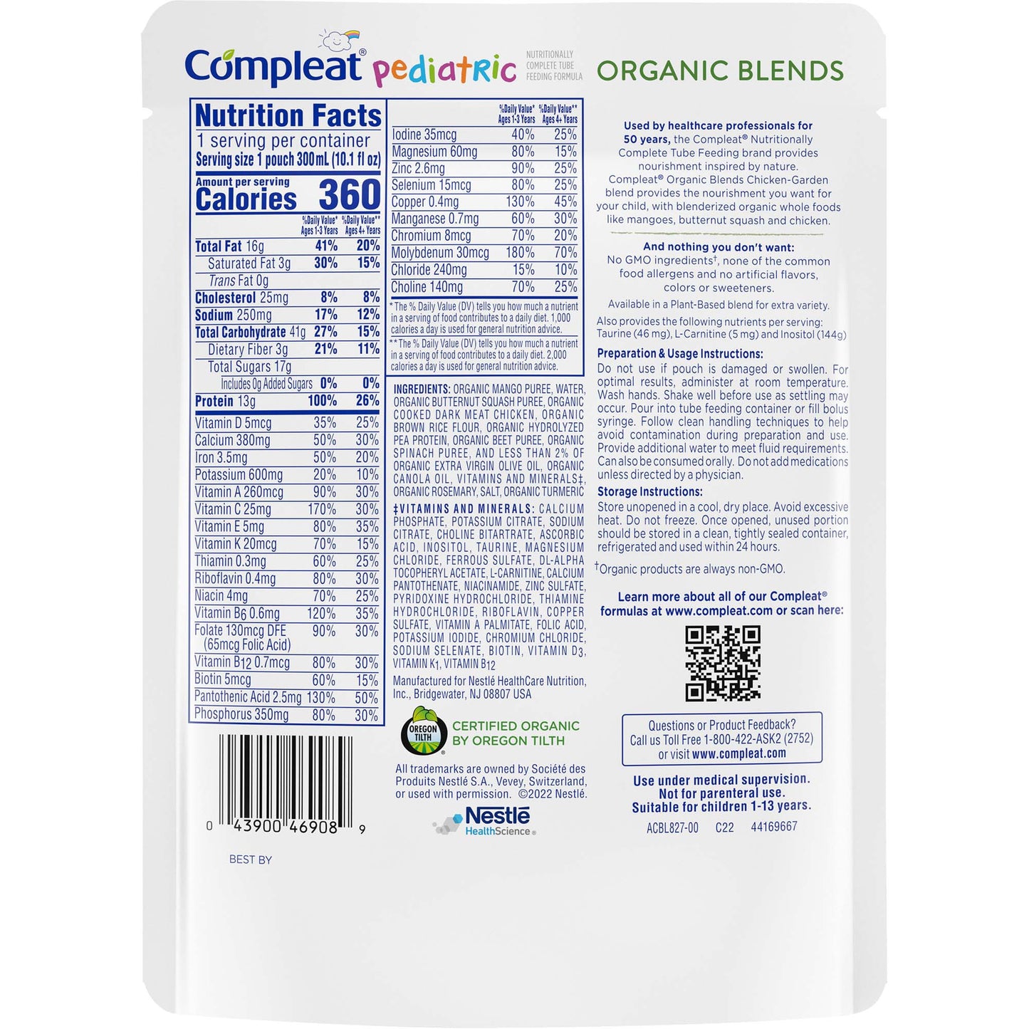 Compleat Pediatric Organic Blends Chicken-Garden Pediatric Oral Supplement 10.1 oz Pouch