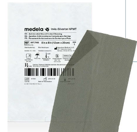 Invia Silverlon NPWT Silver Wound Contact Layer Dressing 4 x 5 Inch Sterile