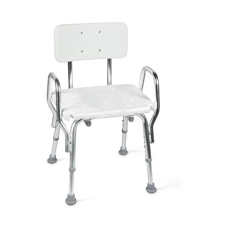 Shower Chair Mabis Fixed Arms Aluminum Frame With Backrest 19 Inch Seat Width 350 lbs. Weight Capacity