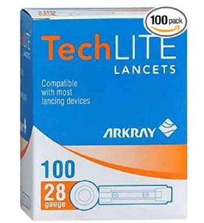 Lancet for Lancing Device TechLite 28 Gauge Non-Safety Twist Off Cap Finger Arkay USA