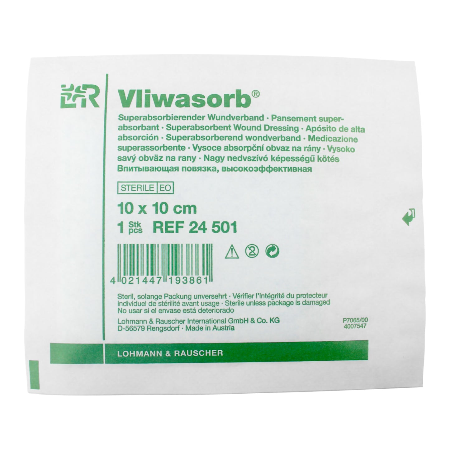 Vliwasorb Super Absorbent Dressing 4 x 4 Inch Square – Sterile High-Exudate Pad