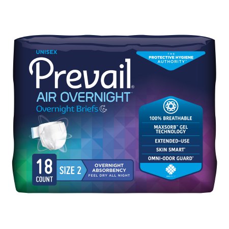 Unisex Adult Incontinence Brief Prevail Air Overnight Size 3 Disposable Heavy Absorbency