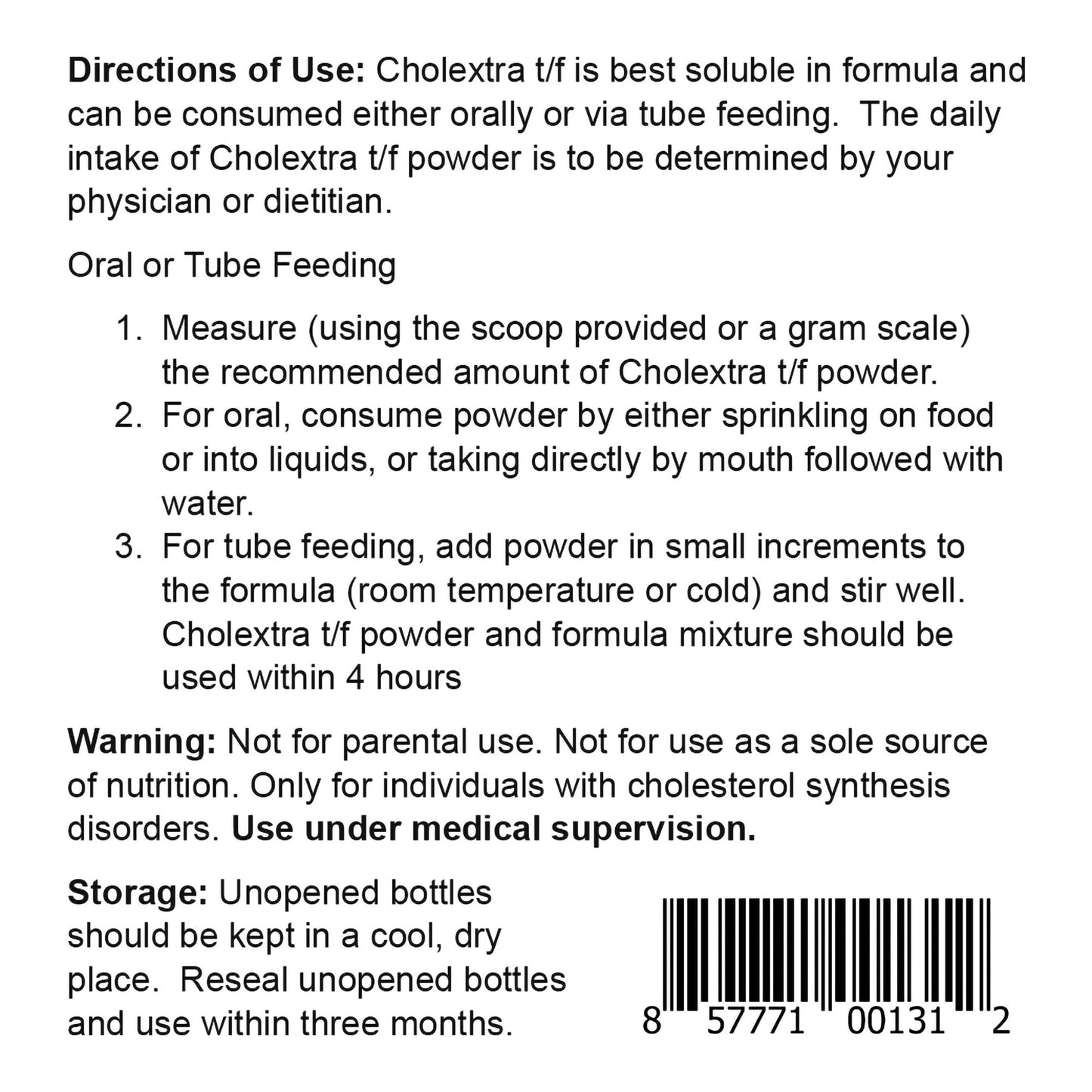Cholextra t/f Unflavored Tube Feeding Formula Powder 110 g Jar