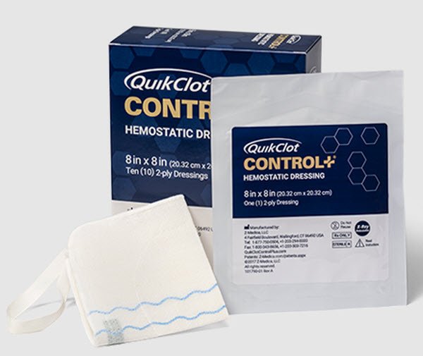 QuikClot Control+ Hemostatic Dressing 8 x 8 Inch Sterile – Kaolin Nonwoven Gauze Dressing