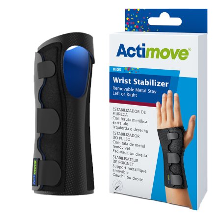 Wrist Brace Actimove Stabilizer Low Profile Aluminum Alloy / Elastane / Polyamid / Polyester / Polyurethan / Polyvinylchloride Left or Right Hand Black Child Size