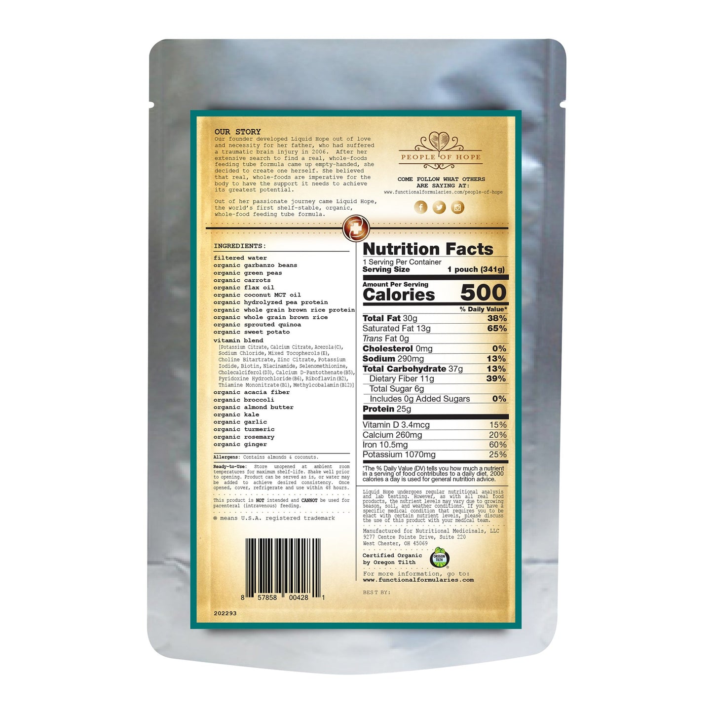 Liquid Hope Peptide Formula Flavored Oral Supplement 12 oz Pouch