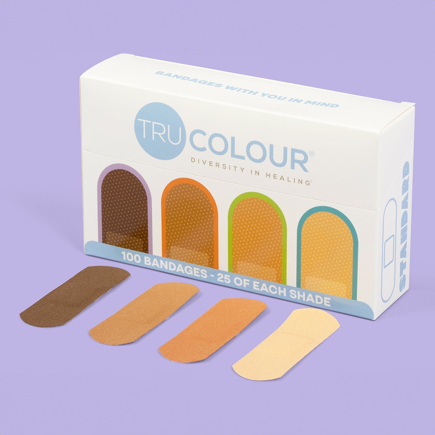 Tru-Colour Fabric Adhesive Strips 1 x 3 Inch Sterile Bandages – Assorted Skin Tone Shades