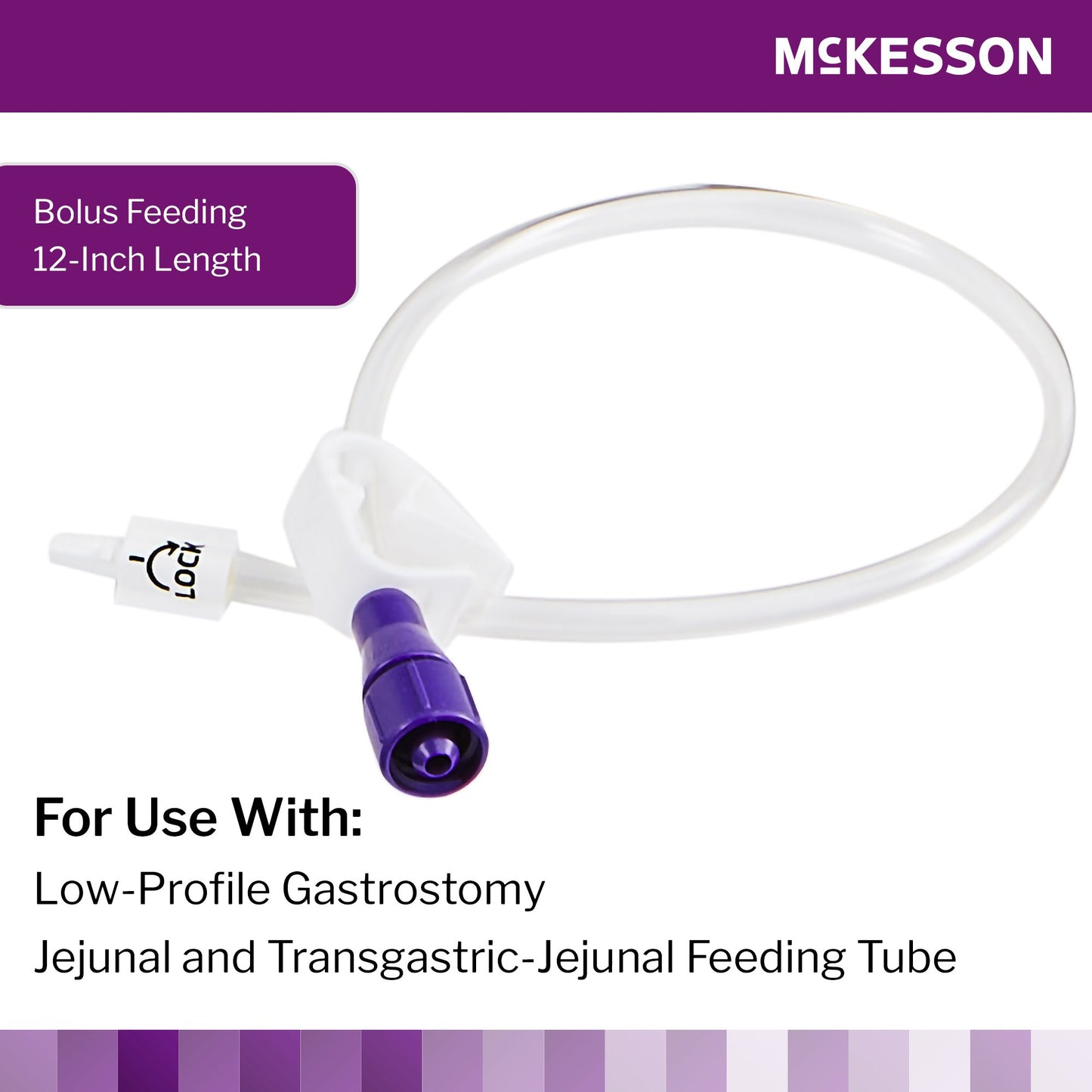 McKesson Bolus Enteral Feeding Extension Tube Set 12 Inch ENFit Secure Lock Straight Connector with Clamp NonSterile