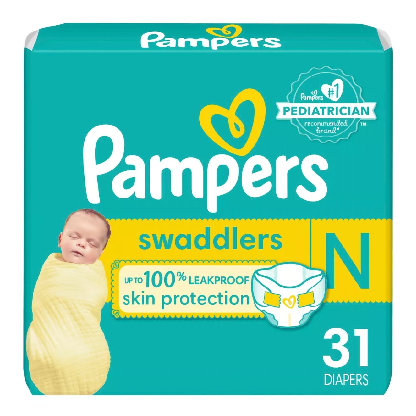 Pampers Swaddlers Newborn Baby Diapers – Heavy Absorbency, Disposable, Unisex
