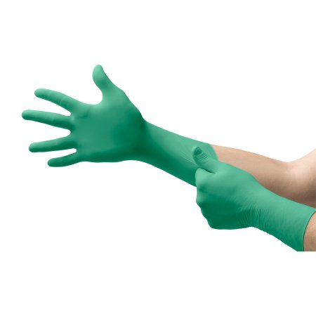 Chemical Protection Glove TouchNTuff 92-605 Medium Nitrile Green 12 Inch Beaded Cuff NonSterile
