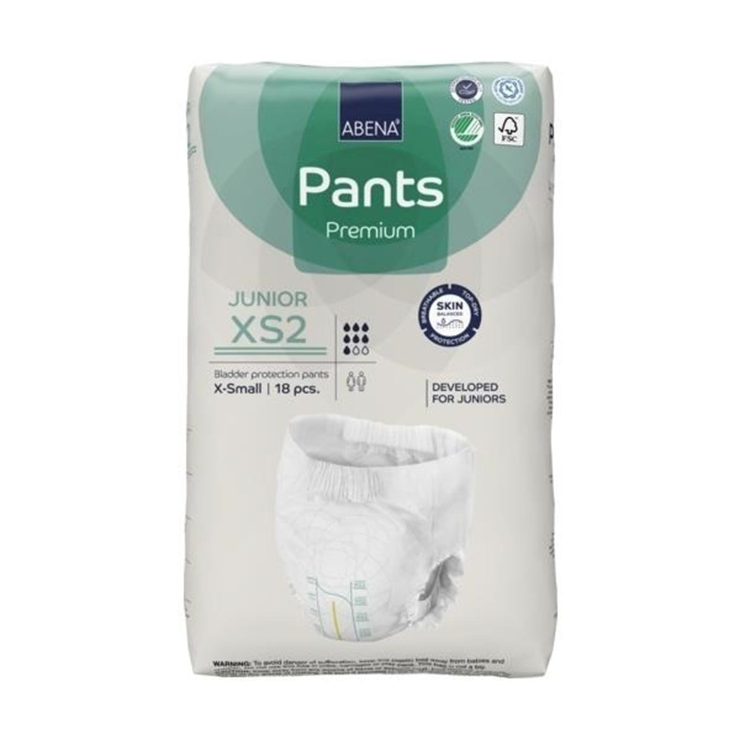 Unisex Youth Absorbent Underwear Abena Premium Pants Junior XS2 Pull On with Tear Away Seams X-Small Disposable Moderate Absorbency
