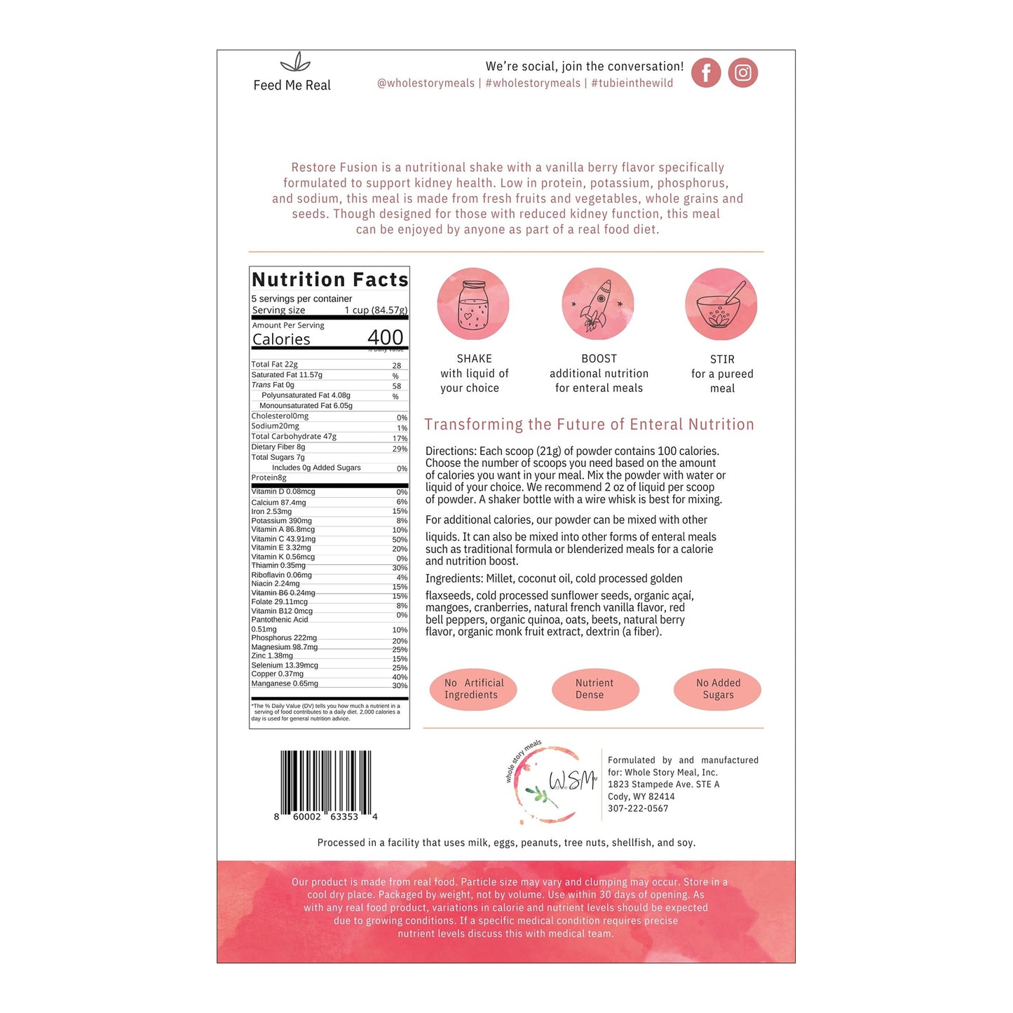 Restore Fusion Renal Support Powder Vanilla Berry Flavor 16 oz Pouch – Kidney Health Nutrition