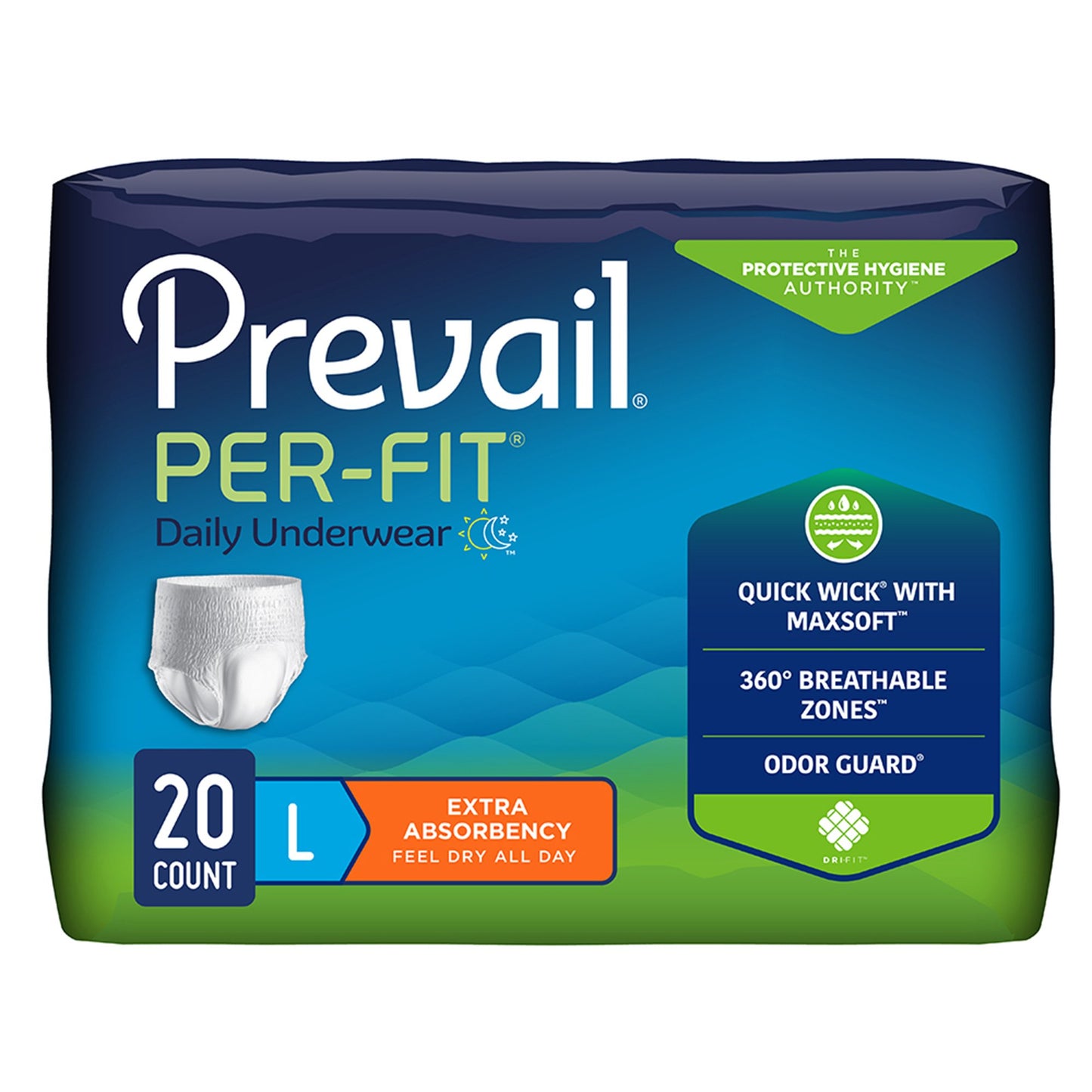 Prevail Per-Fit Extra Absorbent Underwear – Unisex, Pull-On with Tear Away Seams