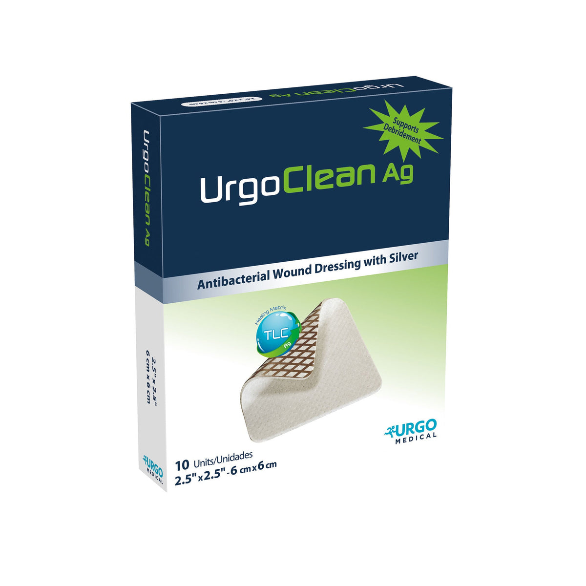 UrgoClean Ag Silver Antibacterial Wound Dressing 2.5 x 2.5 Inch