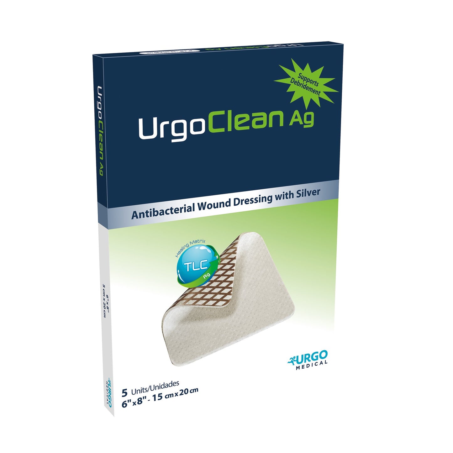 UrgoClean Ag Silver Dressing 6 x 8 Inch Sterile Non-Adhesive Antimicrobial Wound Dressing