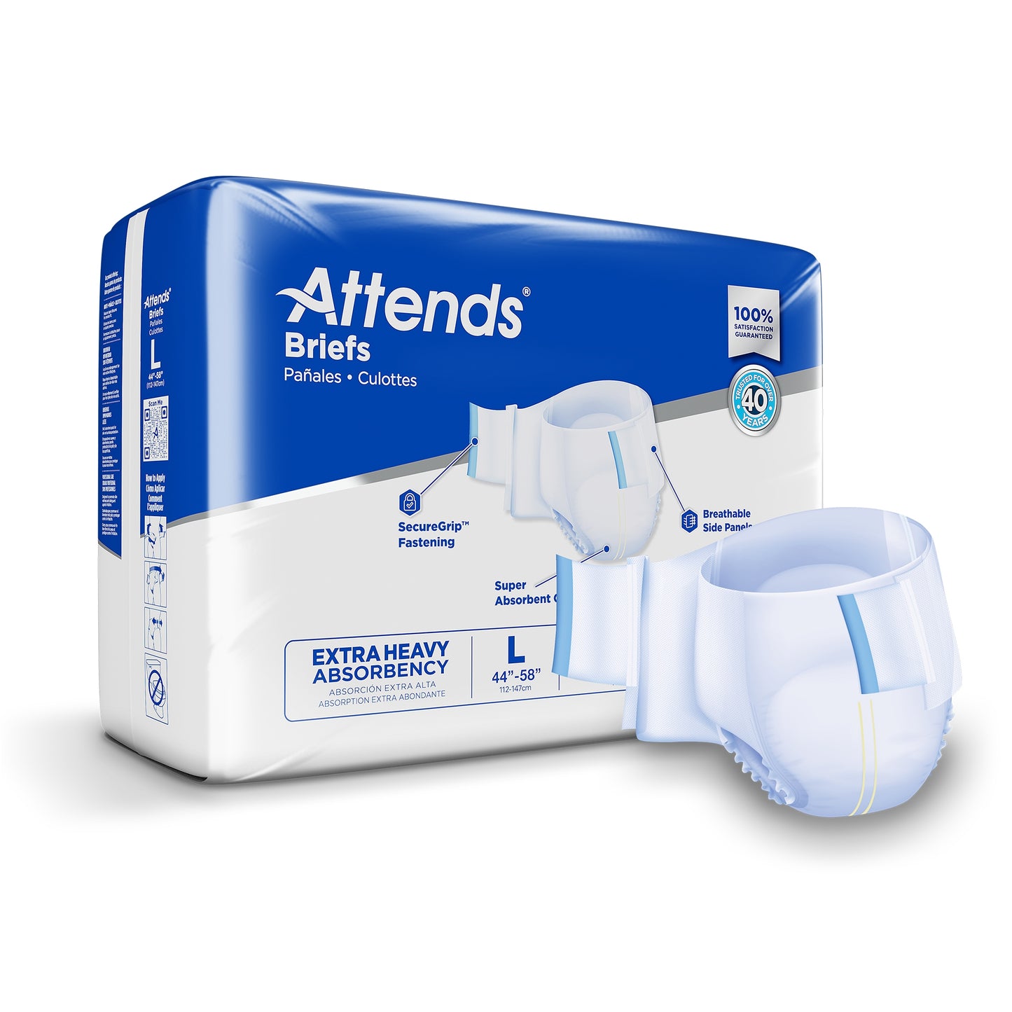 Attends Unisex Disposable Incontinence Briefs – Heavy Absorbency, Advanced & Care Advanced Series