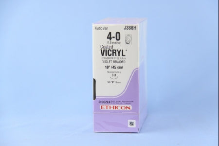 Absorbable Suture with Needle Coated Vicryl Polyglactin 910 C-3 3/8 Circle Reverse Cutting Needle Size