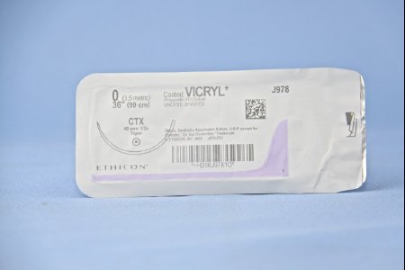 Absorbable Suture with Needle Coated Vicryl Polyglactin 910 CTX 1/2 Circle Taper Point Needle Size