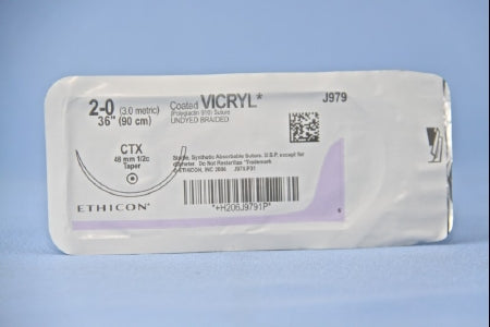 Absorbable Suture with Needle Coated Vicryl Polyglactin 910 CTX 1/2 Circle Taper Point Needle Size