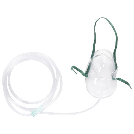 Oxygen Mask AirLife Elongated Style Adult One Size Fits Most Adjustable Head Strap