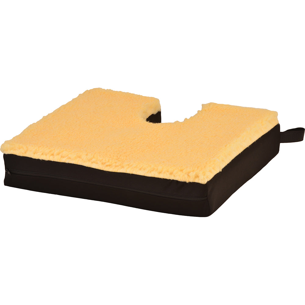 Gel Foam Seat Cushion With Coccyx Cutout & Fleece Top