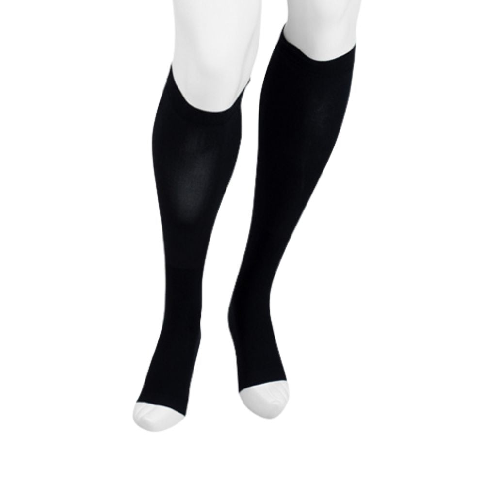 Juzo Dual Stretch Compression Stockings Knee High 20-30 mmHg Open Toe Short