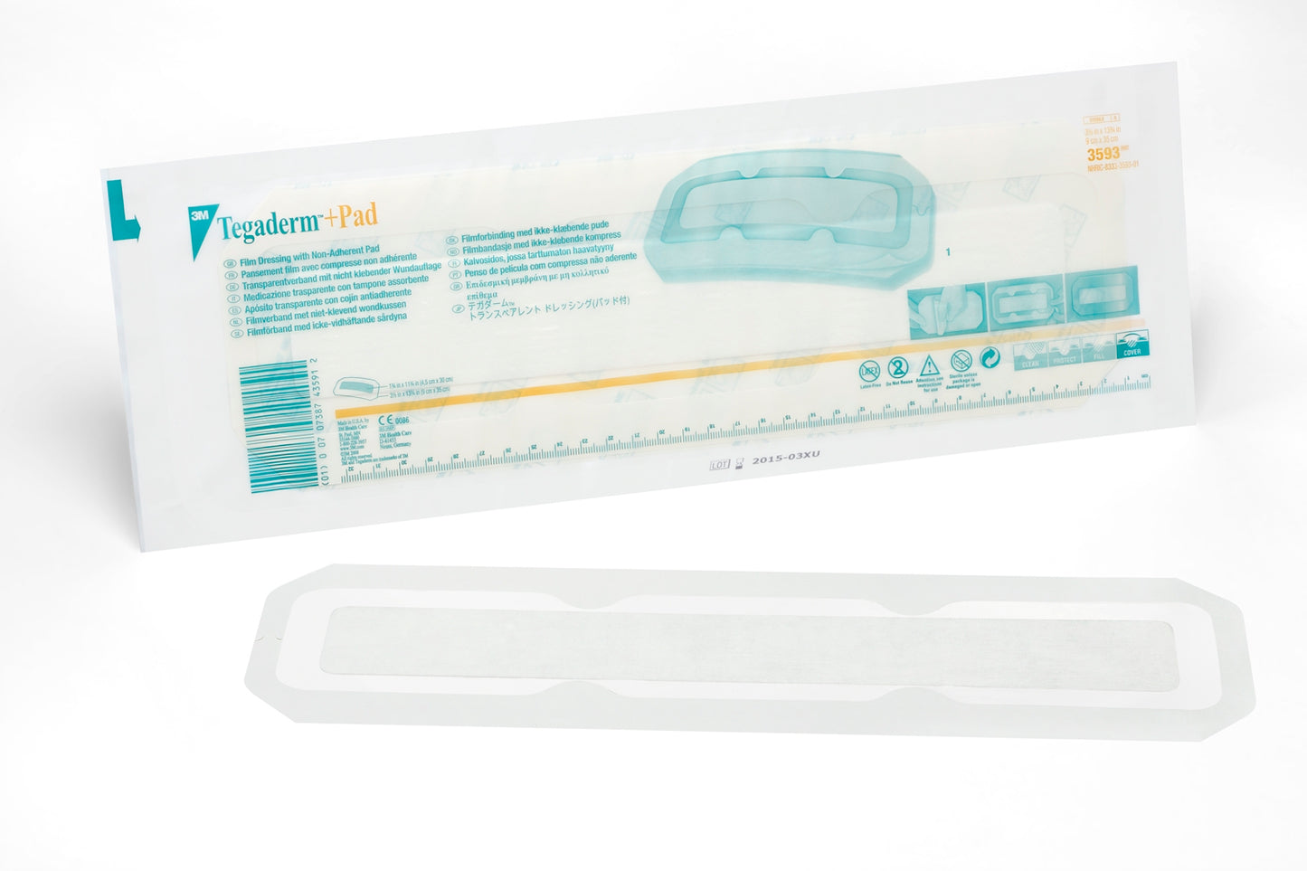 3M Tegaderm +Pad Transparent Film Dressing with Pad 3-1/2 x 13-3/4 Inch Sterile