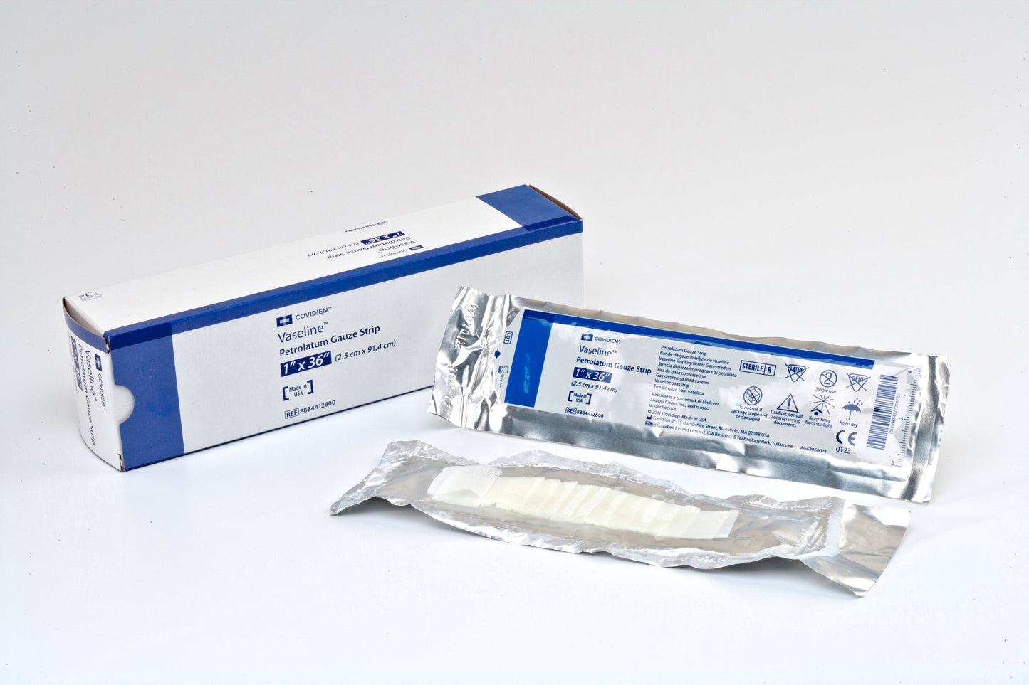 Vaseline Petrolatum Impregnated Dressing Strip 1 x 36 Inch Sterile Mesh Gauze
