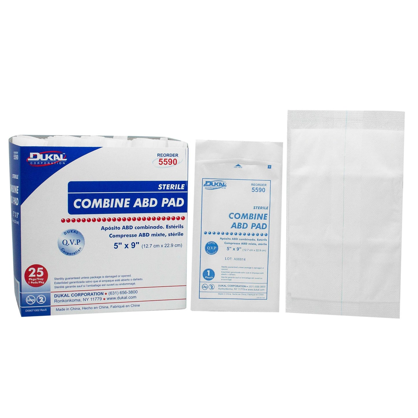 Dukal Abdominal Pad 5 x 9 Inch Sterile 1-Ply Nonwoven Cellulose Dressing