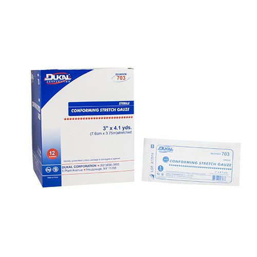Dukal Conforming Bandage 3 Inch x 4-1/10 Yard 1-Ply Sterile Rayon Polyester Roll