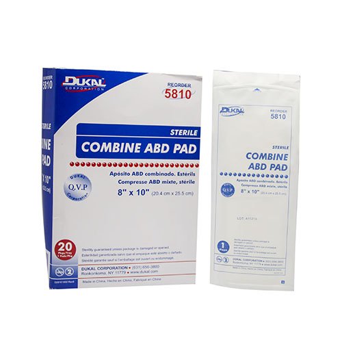 Dukal Abdominal Pad 8 x 10 Inch Sterile 1-Ply Nonwoven Cellulose Dressing